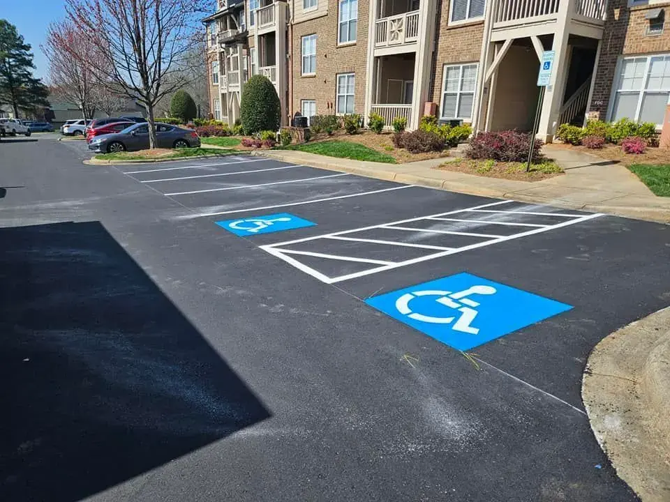 Parking lot with accessible ADA striping