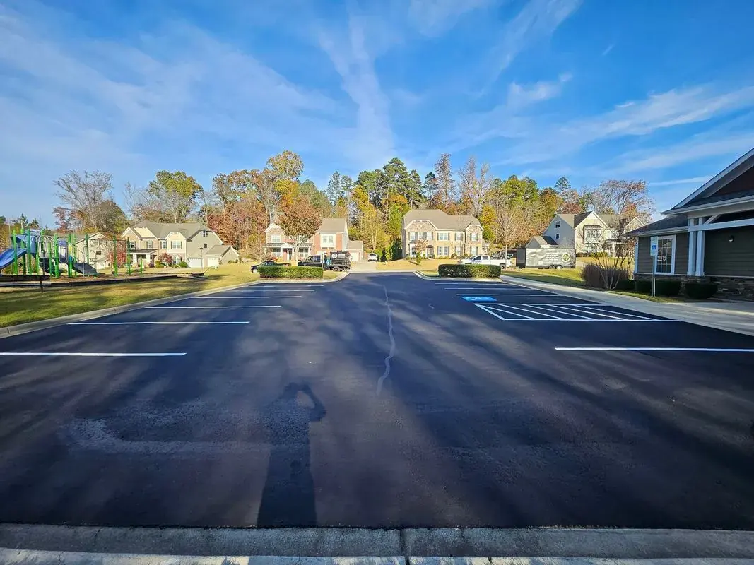 Parking lot with a fresh asphalt overlay