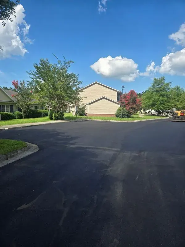 Newly paved residential community streets and parking
